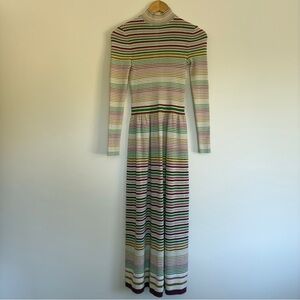 Francesca for Damon Made in Italy Metallic striped rib knit maxi dress VTG Sz:6